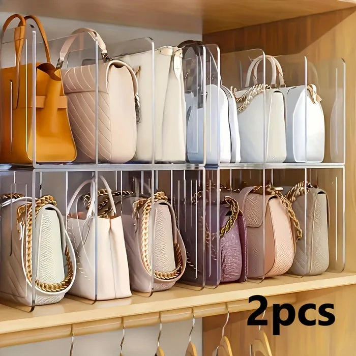 2-Pack Clear Acrylic Handbag Organizer – Space-Saving Purse & Wallet Closet Rack