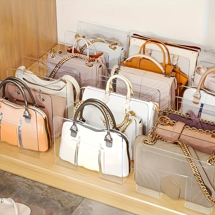 2-Pack Clear Acrylic Handbag Organizer – Space-Saving Purse & Wallet Closet Rack