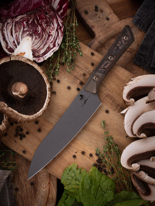 6" Utility Knife DLC Standard Bronzed Titanium Bolster Live-Wire Carbon Fiber (3400B-1DLCLWCFS)