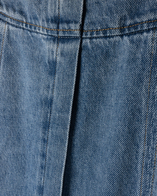 A-Line Denim Stitched Maxi Skirt - Junees