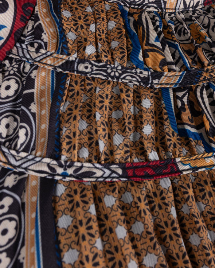 Abstract Printed Waisted Dress - Junees