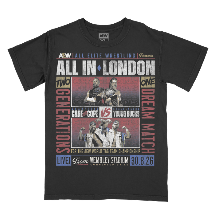 AEW All In 2026 Matchup T-Shirt - Cage & Cope vs Young Bucks