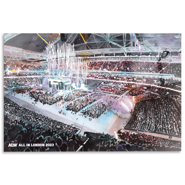 AEW All In London 2023 - 12"x18' High Gloss Metal Art Print (The Art of Rob Schamberger) (Only 50 Made)