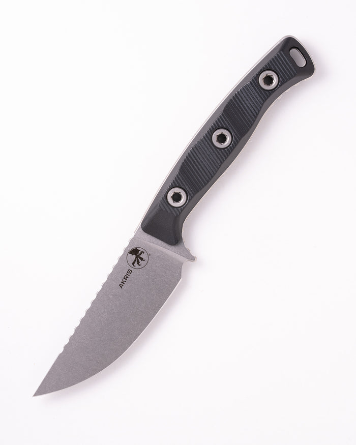 Akris Stonewash Standard G-10 Black with Black Kydex Sheath (95-10BK-5)