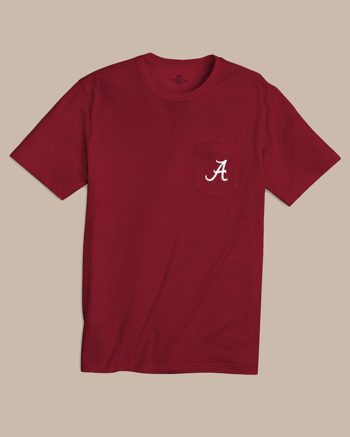 The front view of the Southern Tide Alabama Crimson Tide Gameday Embroidered Short Sleeve T-Shirt by Southern Tide - Crimson