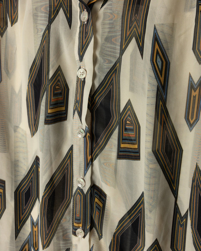 Aldot Chiffon Printed Trimmed Blouse
