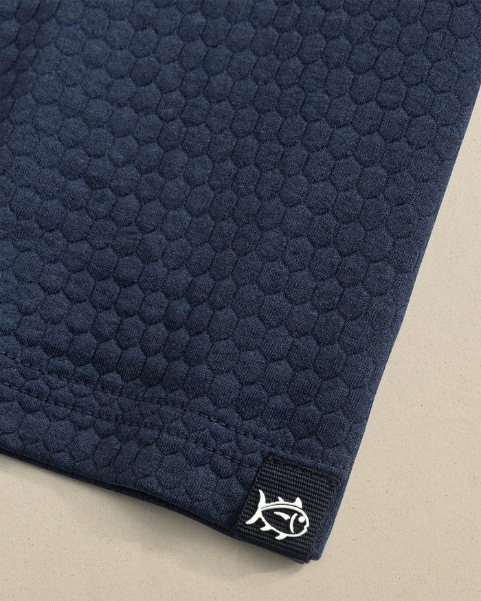 The detail view of the Southern Tide Auburn Tigers Boys Scuttle Hoodie by Southern Tide - Heather True Navy