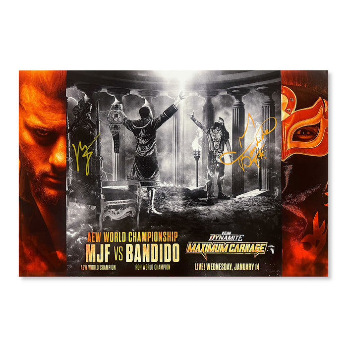 Autographed Matchup Monday MJF vs Bandido - AEW Dynamite Maximum Carnage 2026 Art Print - (Hand-Numbered 1-50)