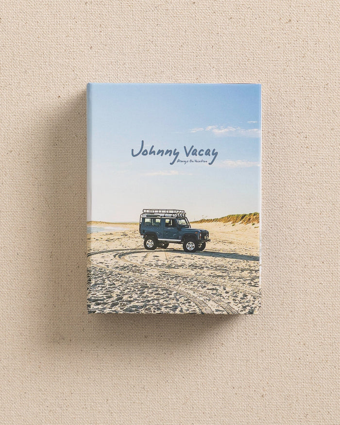 The front view of the Johnny Vacay Beach Rides Playing Cards at Southern Tide - White