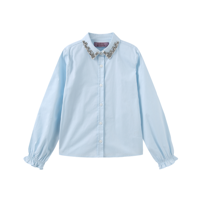 Beaded Collared Trim Blouse