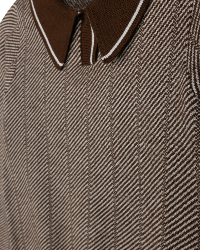 Beam Chevron Collared Knit Sweater - Junees
