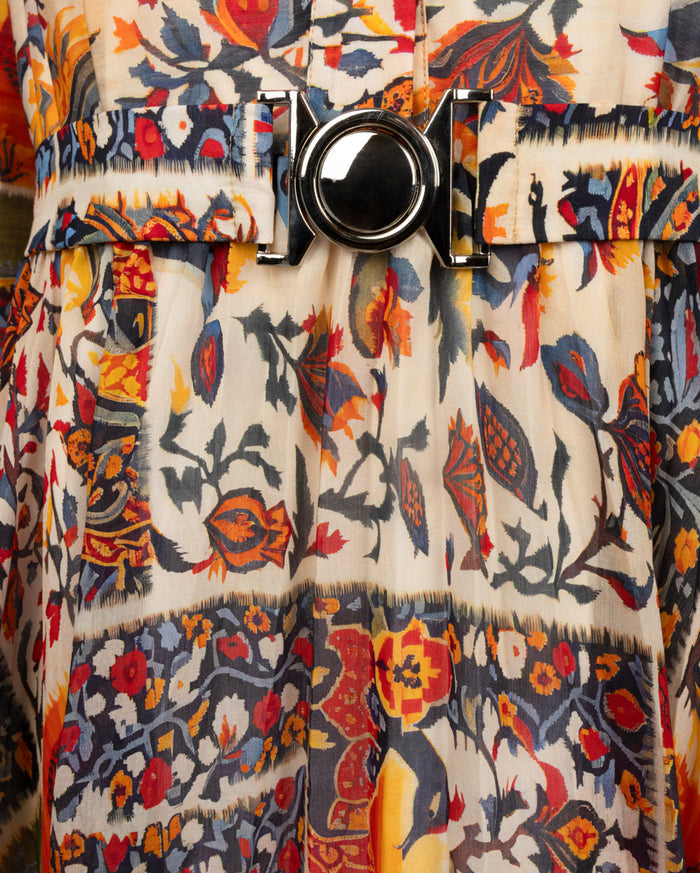 Belted Print Maxi Dress - Junees