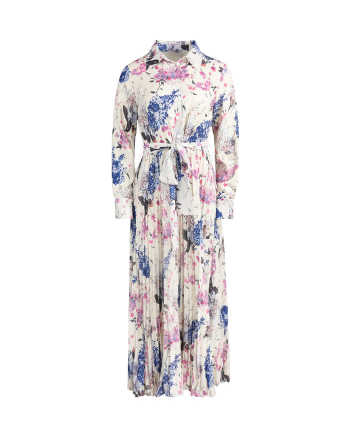 Belted Wasited Printed Dress - Junees