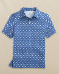 The front view of the Southern Tide Boys Driver Fish Printed Performance Polo by Southern Tide - Ocean Channel