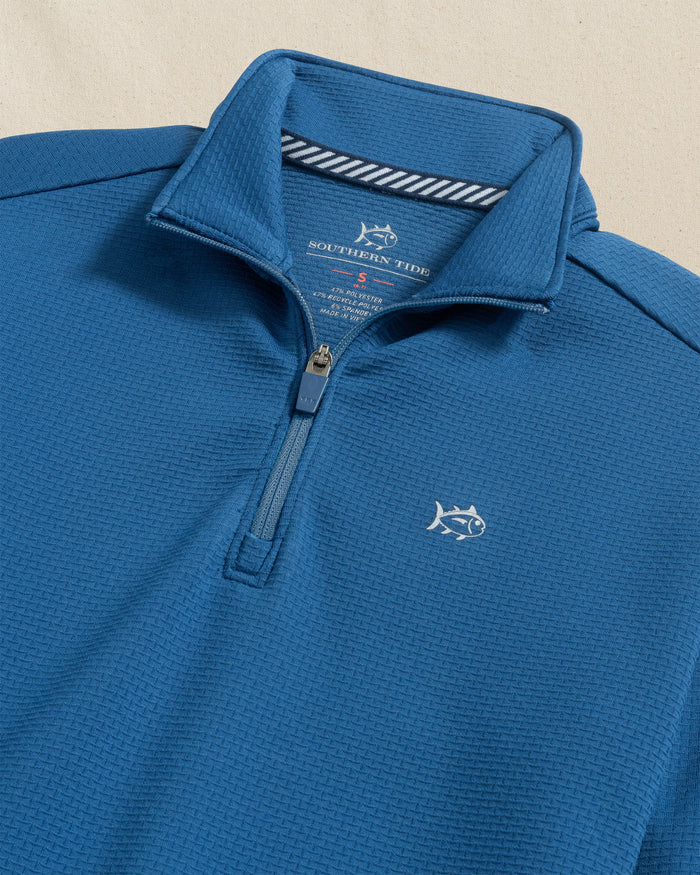 The detail view of the Southern Tide Boys Schooner Quarter Zip by Southern Tide - Nautical Blue