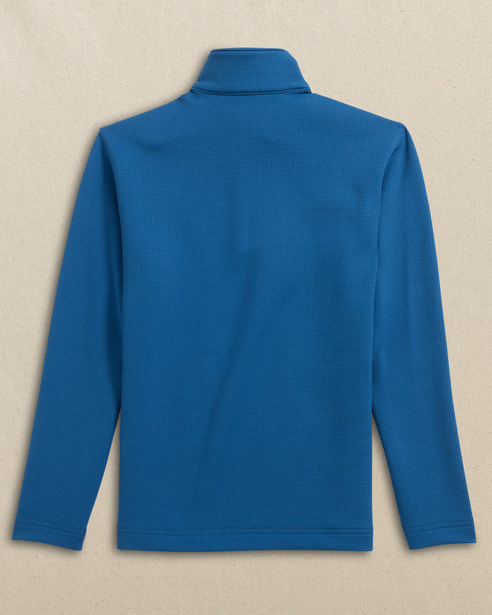 The back view of the Southern Tide Boys Schooner Quarter Zip by Southern Tide - Nautical Blue