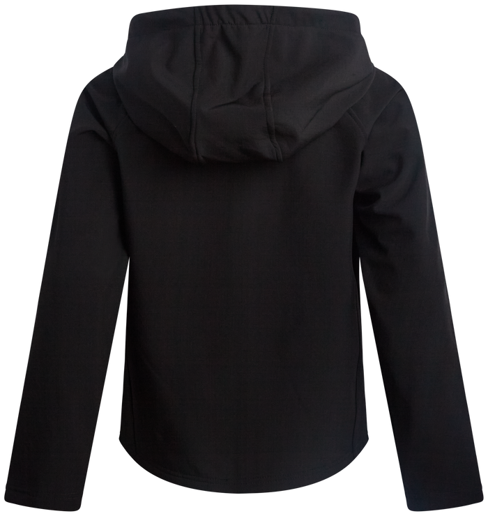 Black hooded jacket on a white background