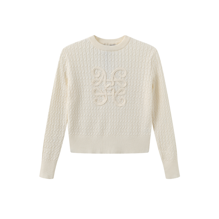 Braided Detail Logo Sweater