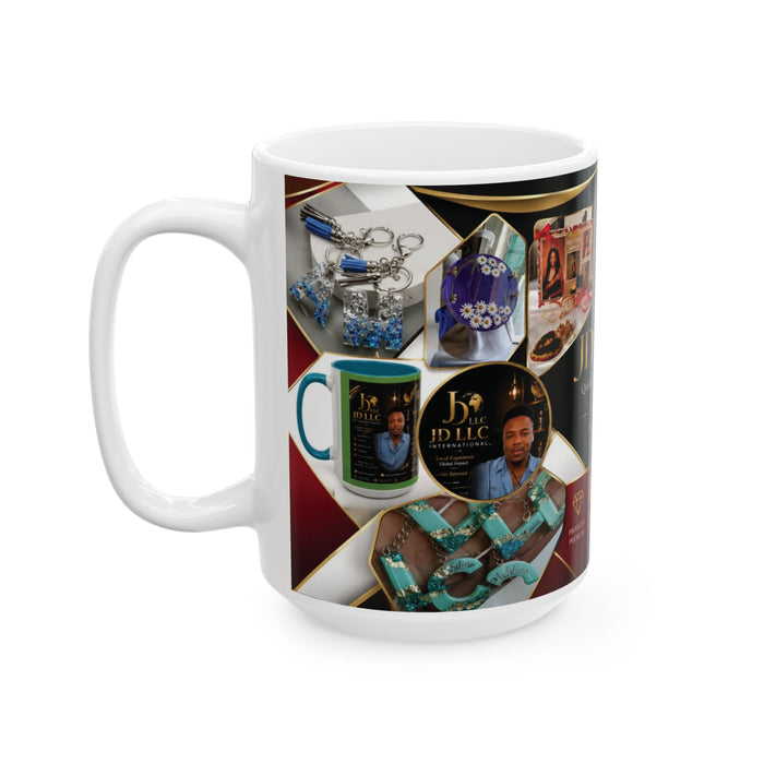 Branded Collage Ceramic Mug — Personalized JD Store Photo Coffee Cup (11oz/15oz)