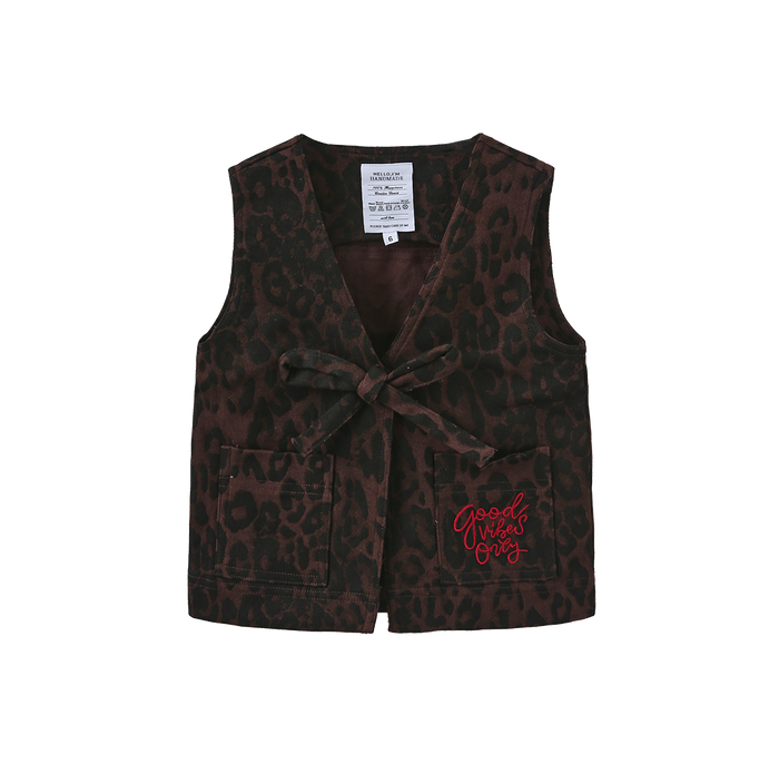 Brent Leopard Denim Vest