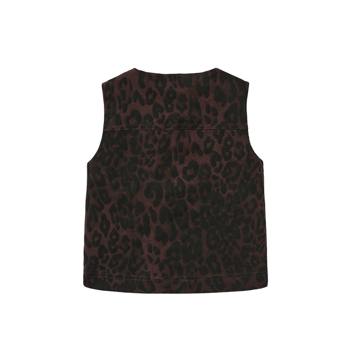 Brent Leopard Denim Vest