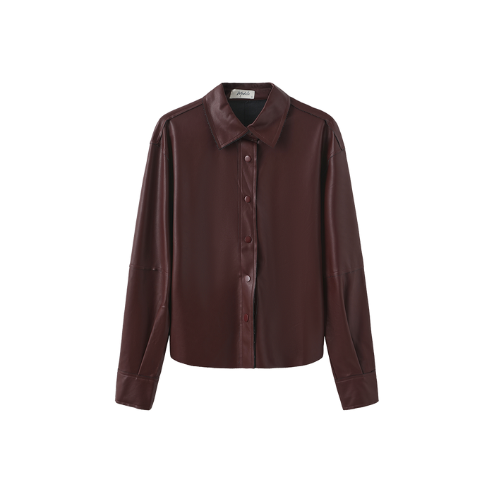 Burgundy Leather Blouse