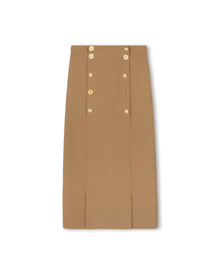 Button Placket Detailed Straight Skirt - Junees