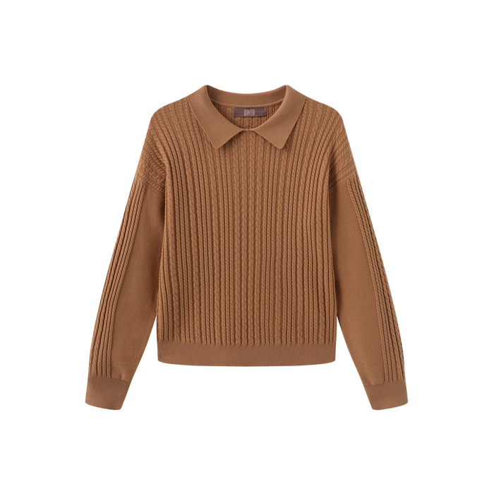 Cable Knit Flat Collar Sweater