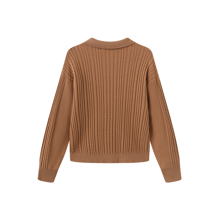 Cable Knit Flat Collar Sweater