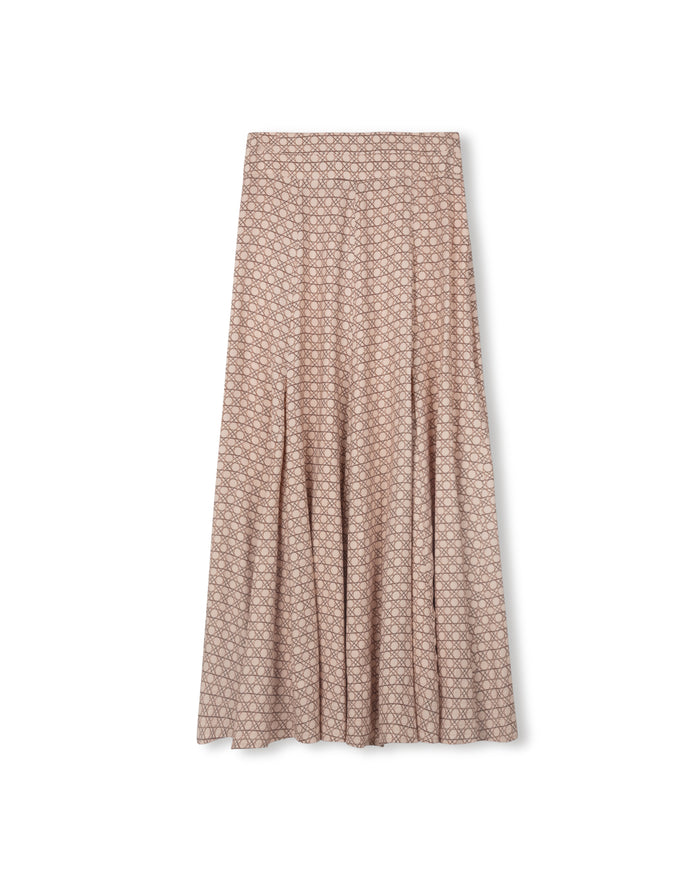 Cane Printed Flowy Maxi Skirt - Junees