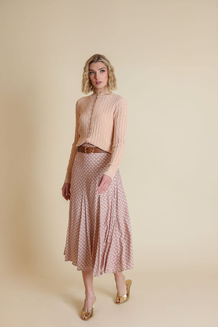 Cane Printed Flowy Maxi Skirt - Junees