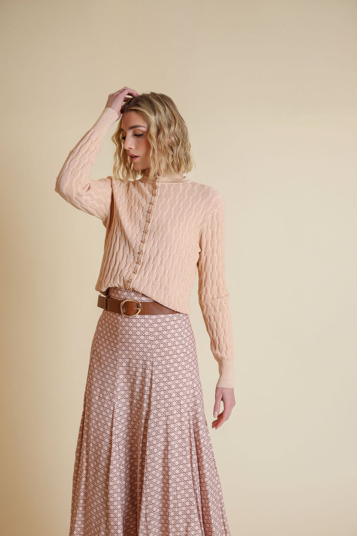 Cane Printed Flowy Maxi Skirt - Junees