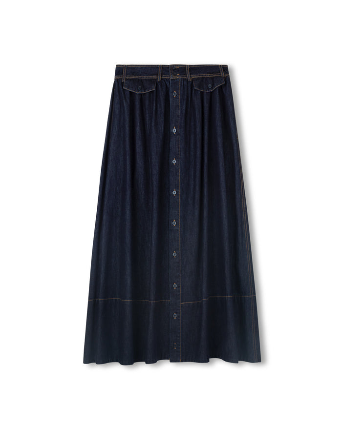 Chambray Denim Flair Skirt - Junees