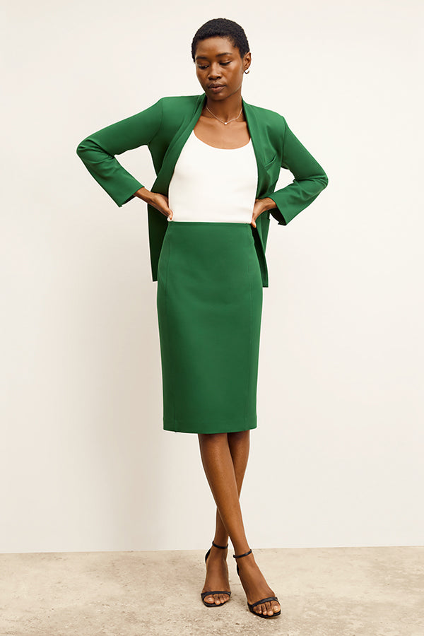 front image of a woman wearing the chantal skirt in shamrock | Exclude | Grid