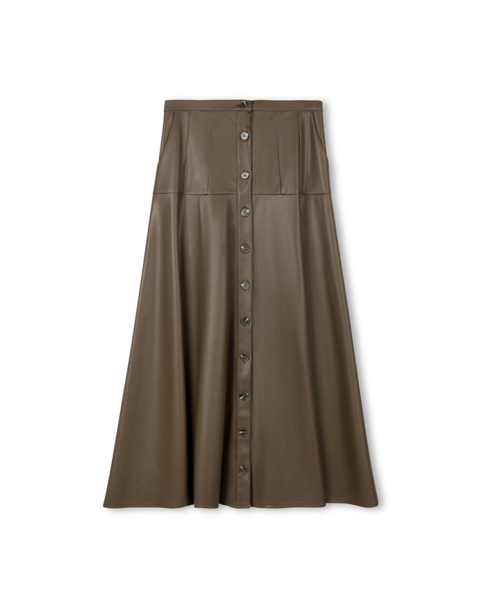 Cinca Leather Yolk Panel Skirt - Junees