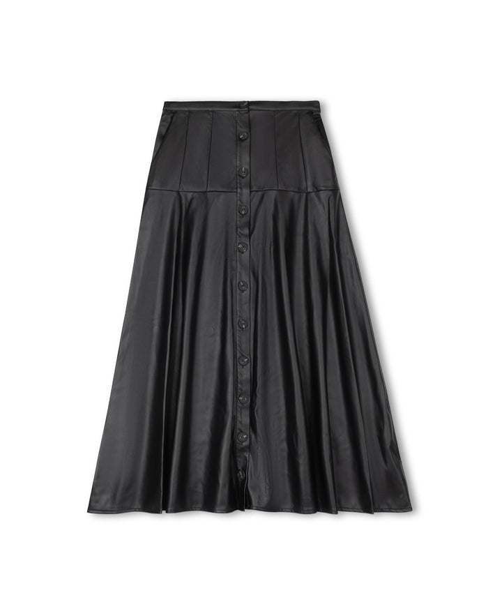 Cinca Leather Yolk Panel Skirt - Junees