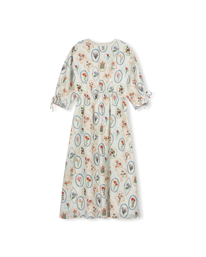 Circle Floral Waisted Dress - Junees