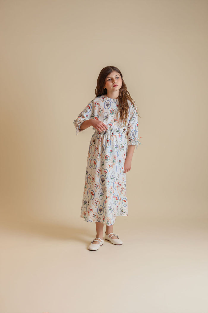 Circle Floral Waisted Dress - Junees