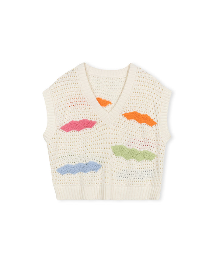 Color Knit Cable Vest - Junees