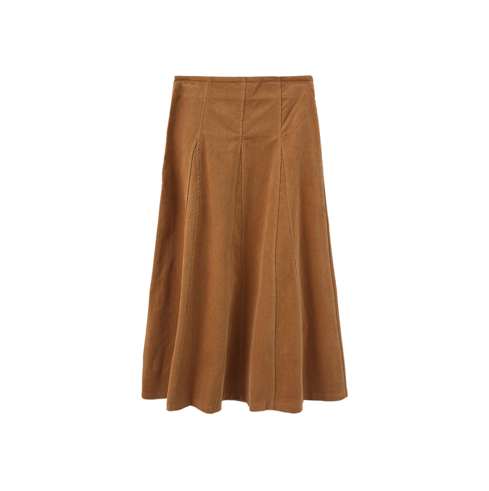 Corduroy Panel Midi Skirt