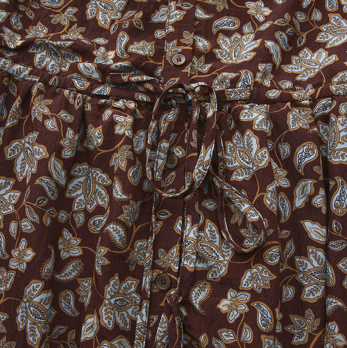 Cotton Paisley Drawstring Dress