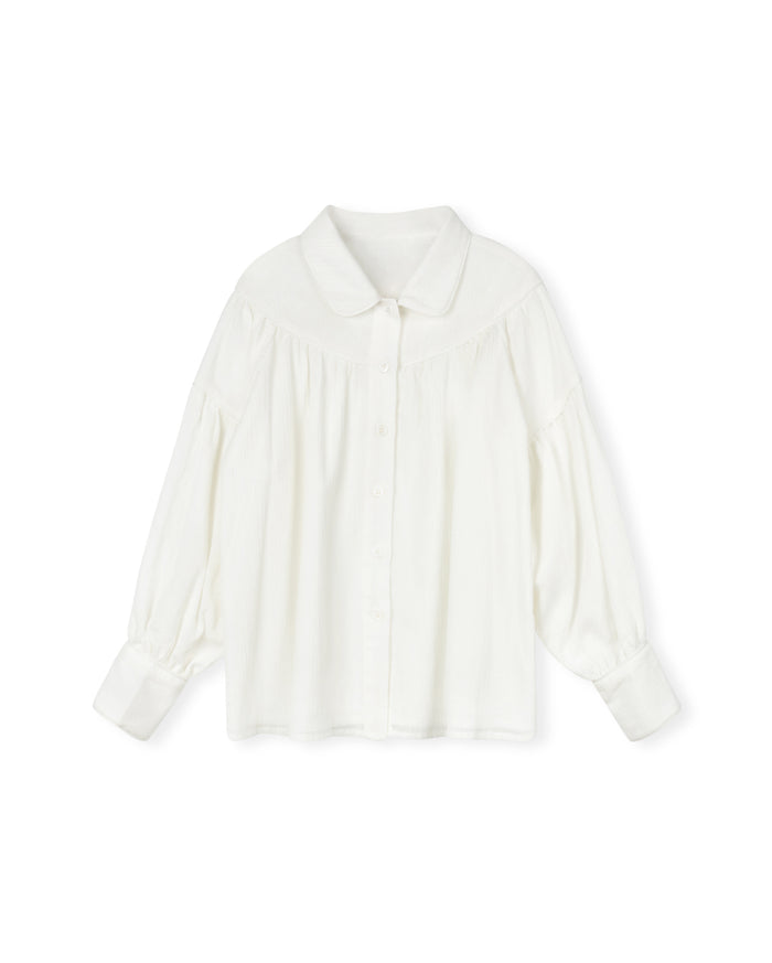 Creased Chiffon Piping Blouse - Junees