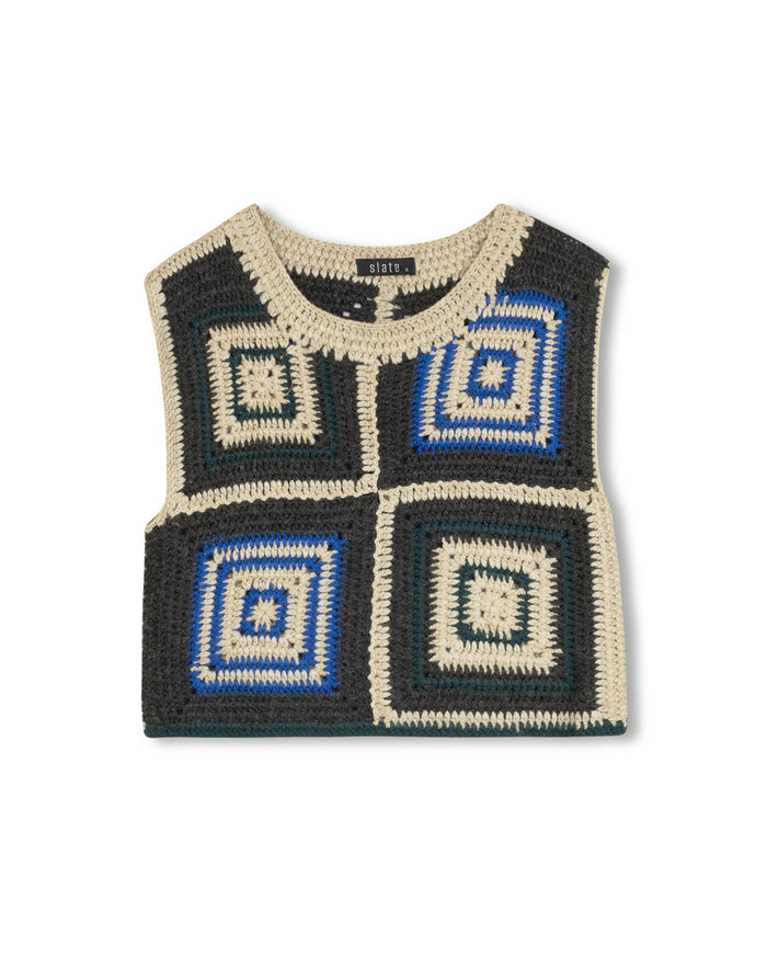Crocheted Knit Crop Vest - Junees