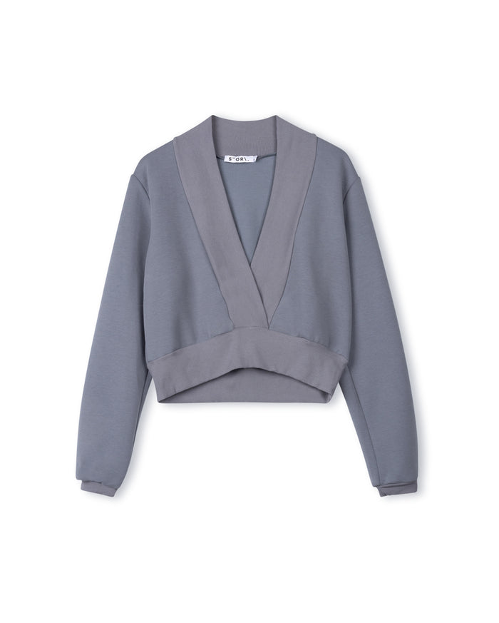 Daisy V -Neck Ribbed Sweatshirt - Junees