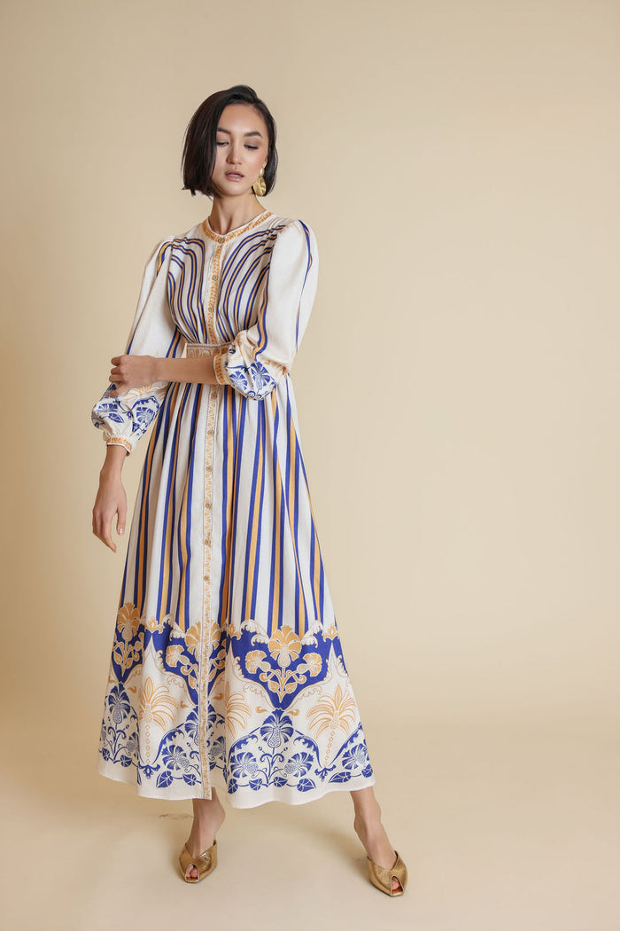 Deco Puff Sleeve Maxi Dress - Junees
