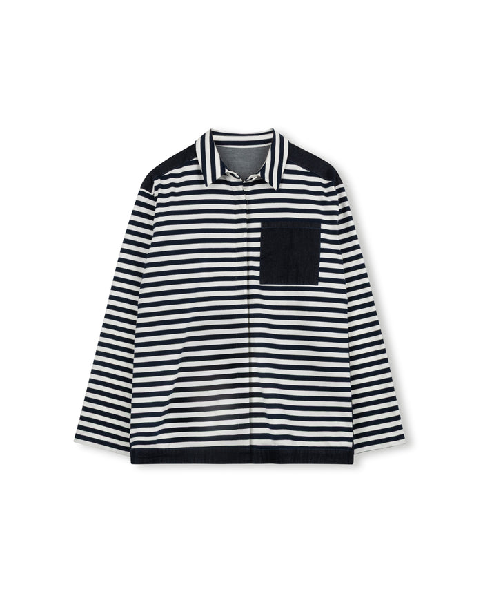 Denim And Jersey Blouse - Junees