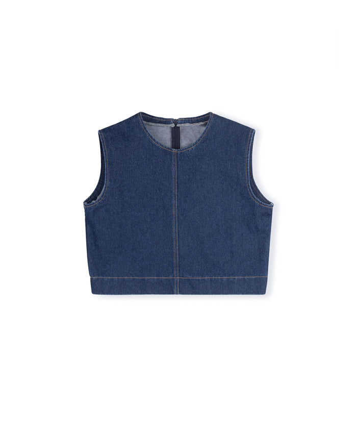 Denim Crew Neck Vest - Junees