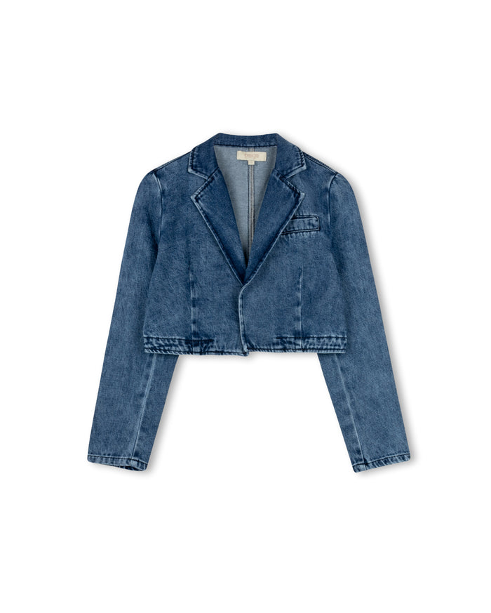 Denim Cropped Blazer - Junees