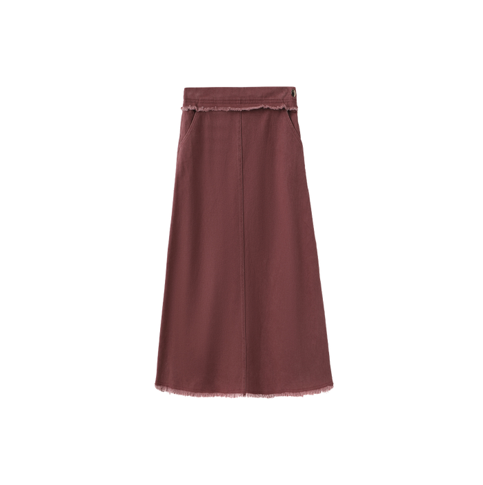 Denim Fringe Center Seam Skirt