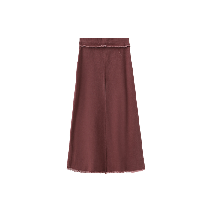 Denim Fringe Center Seam Skirt